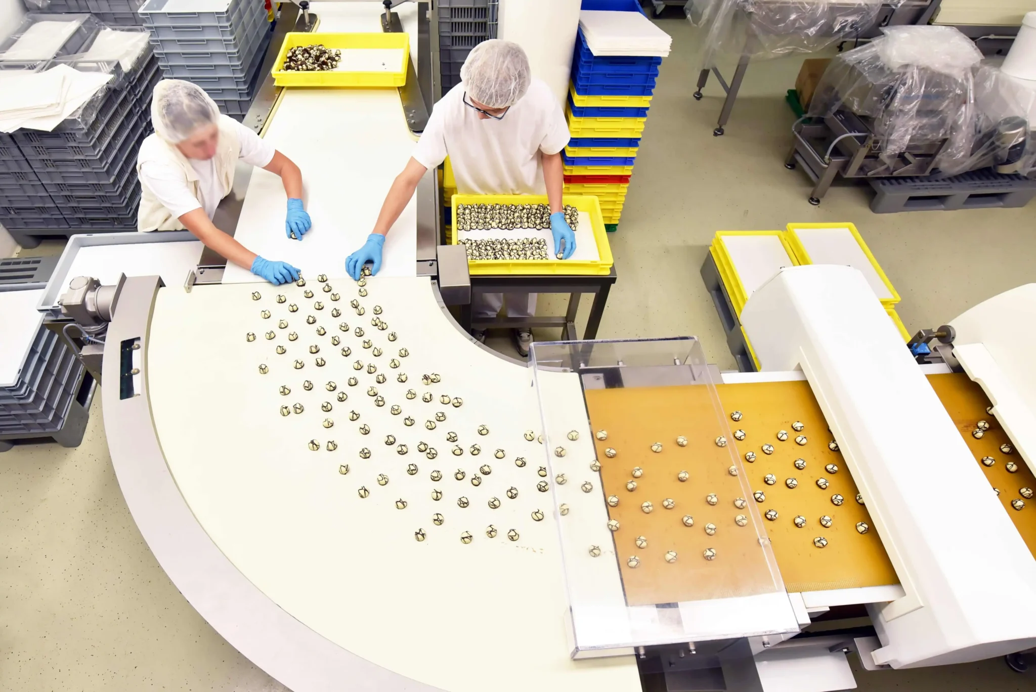 Productielijn van pralines